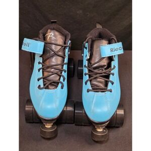 Riedell Dart Roller Skates Neon Blue Black Quad Speed Skate Size 8 Mens 9 Womens